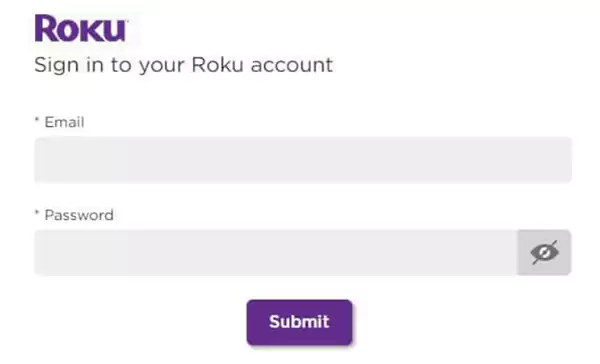 Roku sign-in page