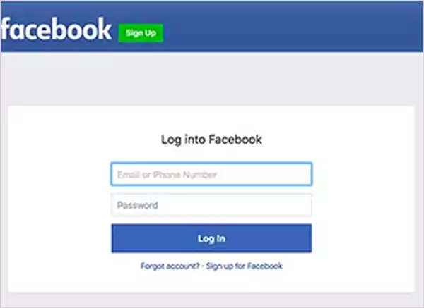 log in to your Facebook account